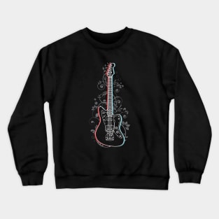 Offset Style Electric Guitar 3D Outline Flowering Vines Crewneck Sweatshirt